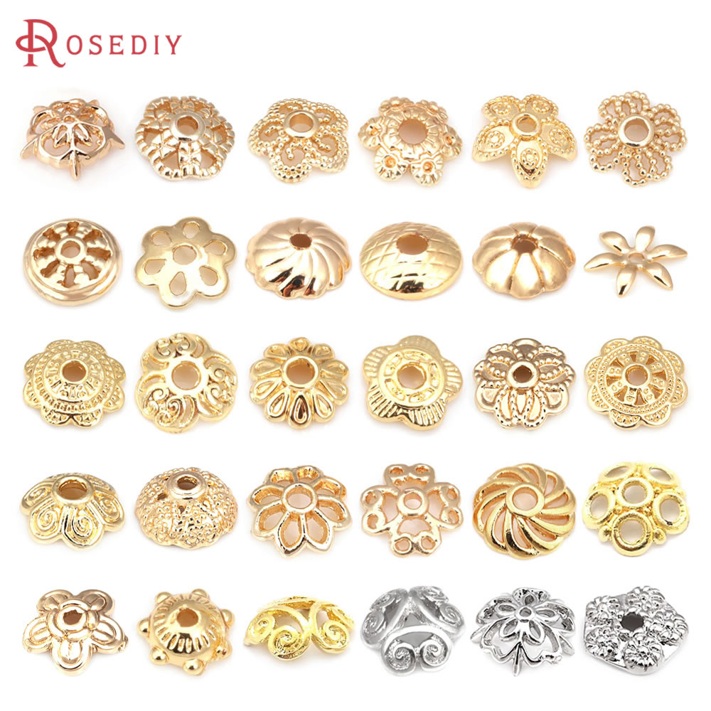 Flower Supply - 18K Gold Farbe Messing Blume Perlen